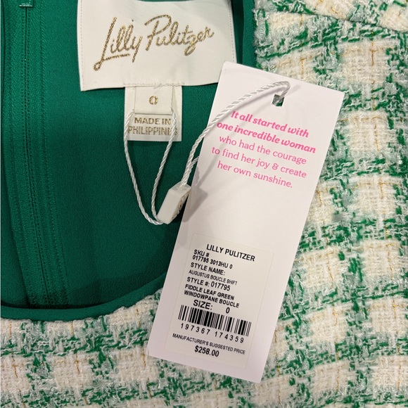 NWT Lilly Pulitzer Fiddle Leaf Green Windowpane Boucle Shift Dress - Picture 6 of 6